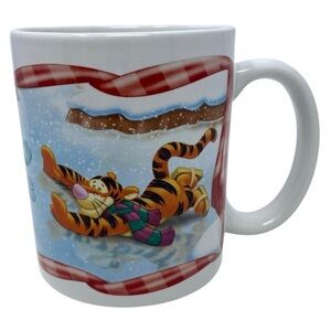 Disney Coffee Mug Winnie the Pooh Eeyore Tigger on Ice Winter Scenery Vintage